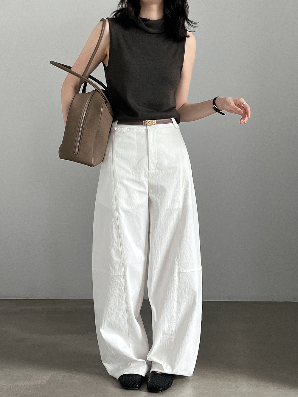 Curved-Seam Wide-Leg Trousers