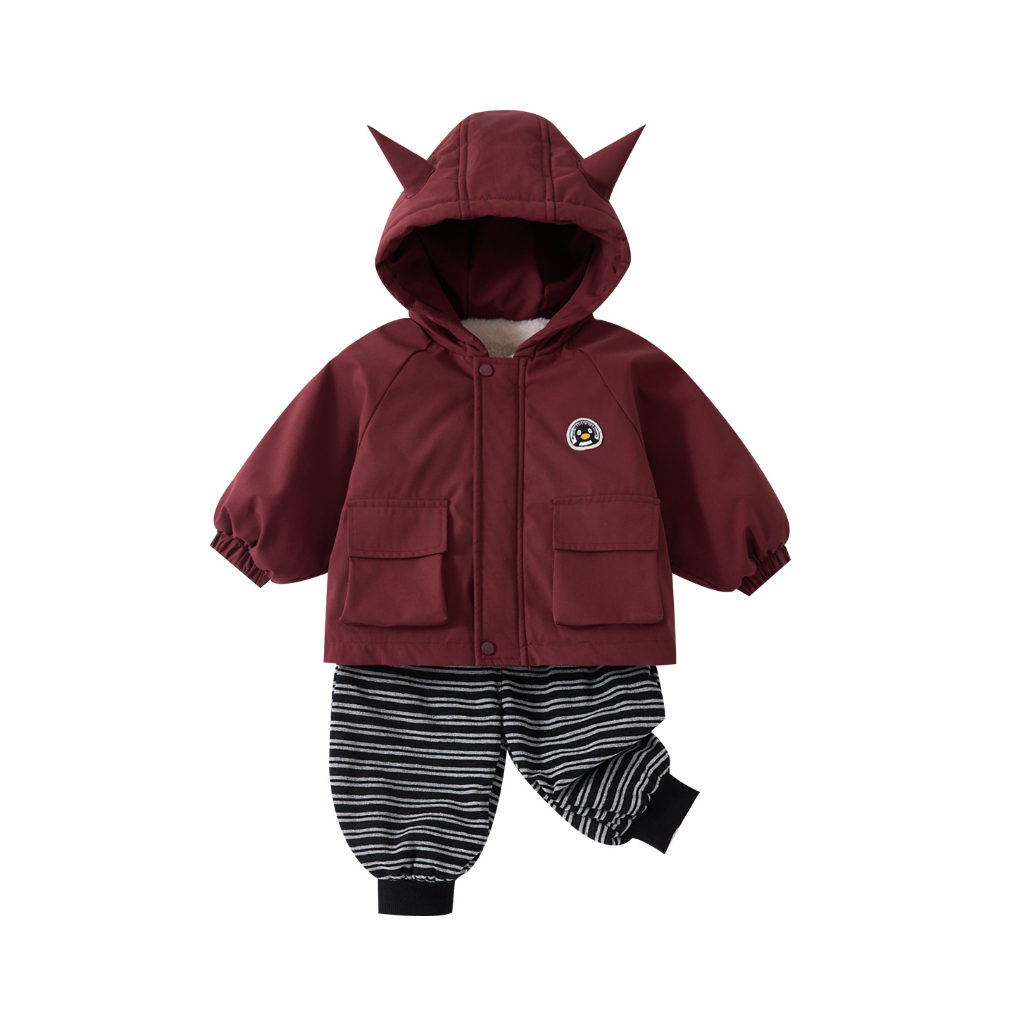 Hooded Fleece Lined Thickened Cargo Style