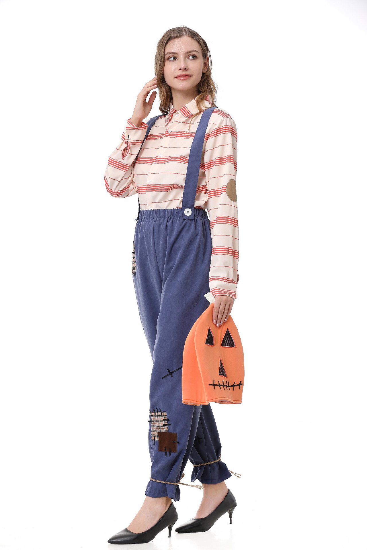 Pumpkin Zombie Scarecrow Overalls Costume for Kids and Adults detail image 11