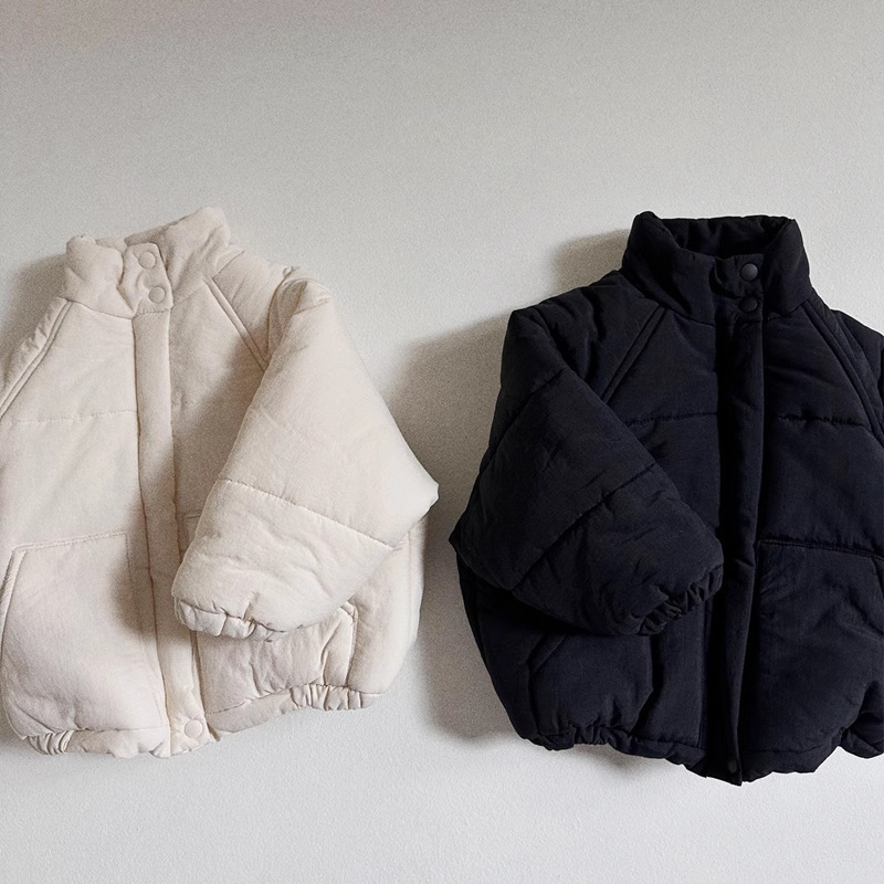 Thick cotton jacket solid color stand up collar cardigan cotton jacket