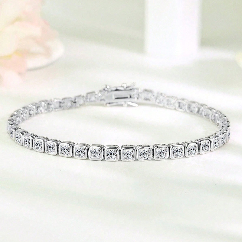 3mm Square Zircon Bracelet for Men and Women, Elegant Jewelry with Full Diamond Ice Sugar Design