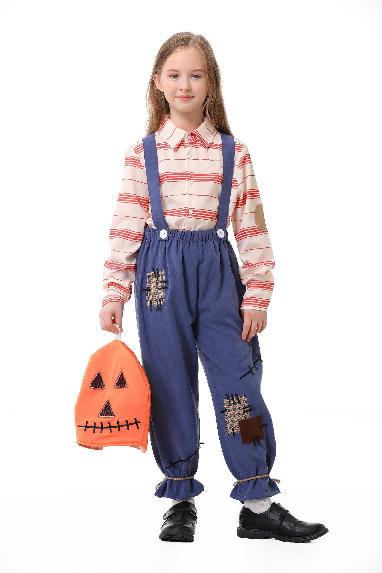 Pumpkin Zombie Scarecrow Overalls Costume for Kids and Adults detail image 24