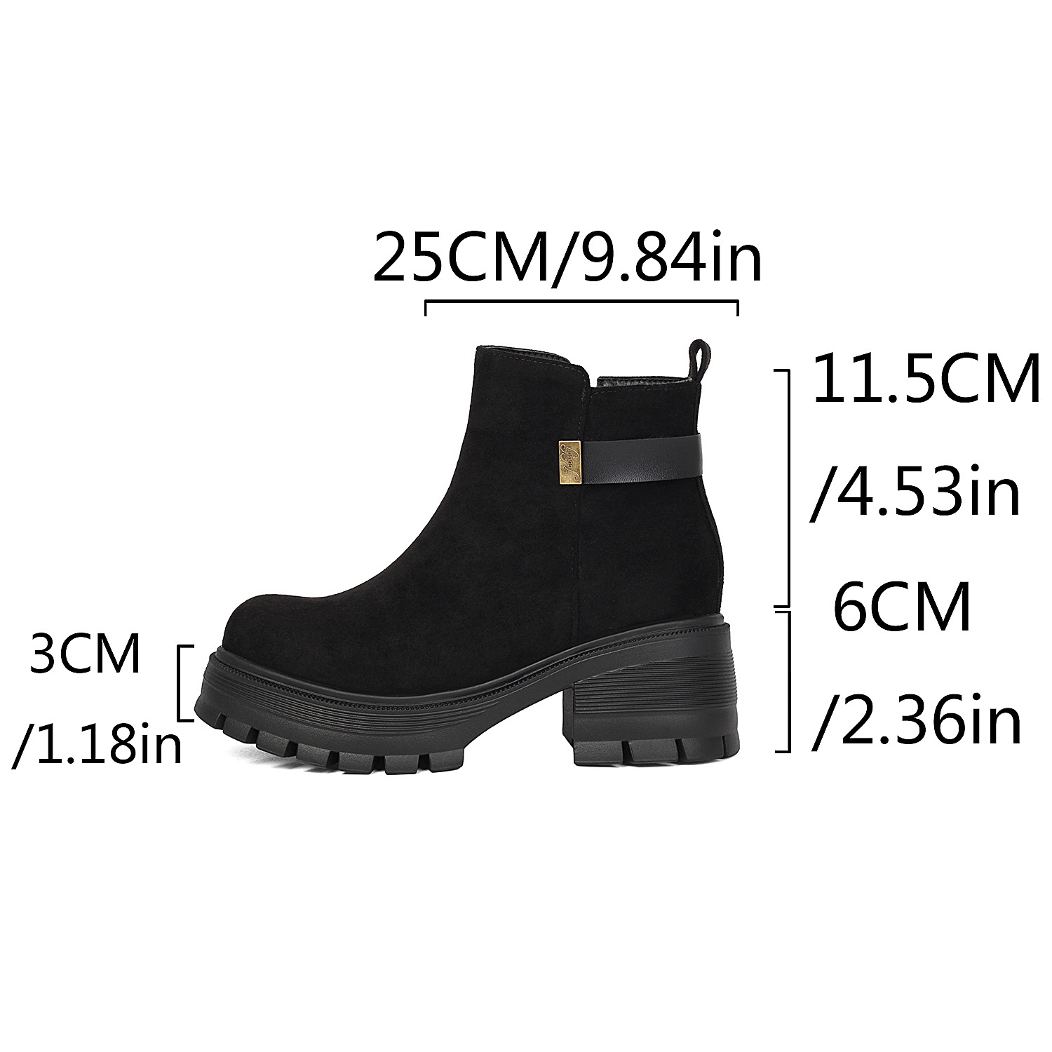 Women's chunky platform ankle boots – styled on model showing full boot and outfit