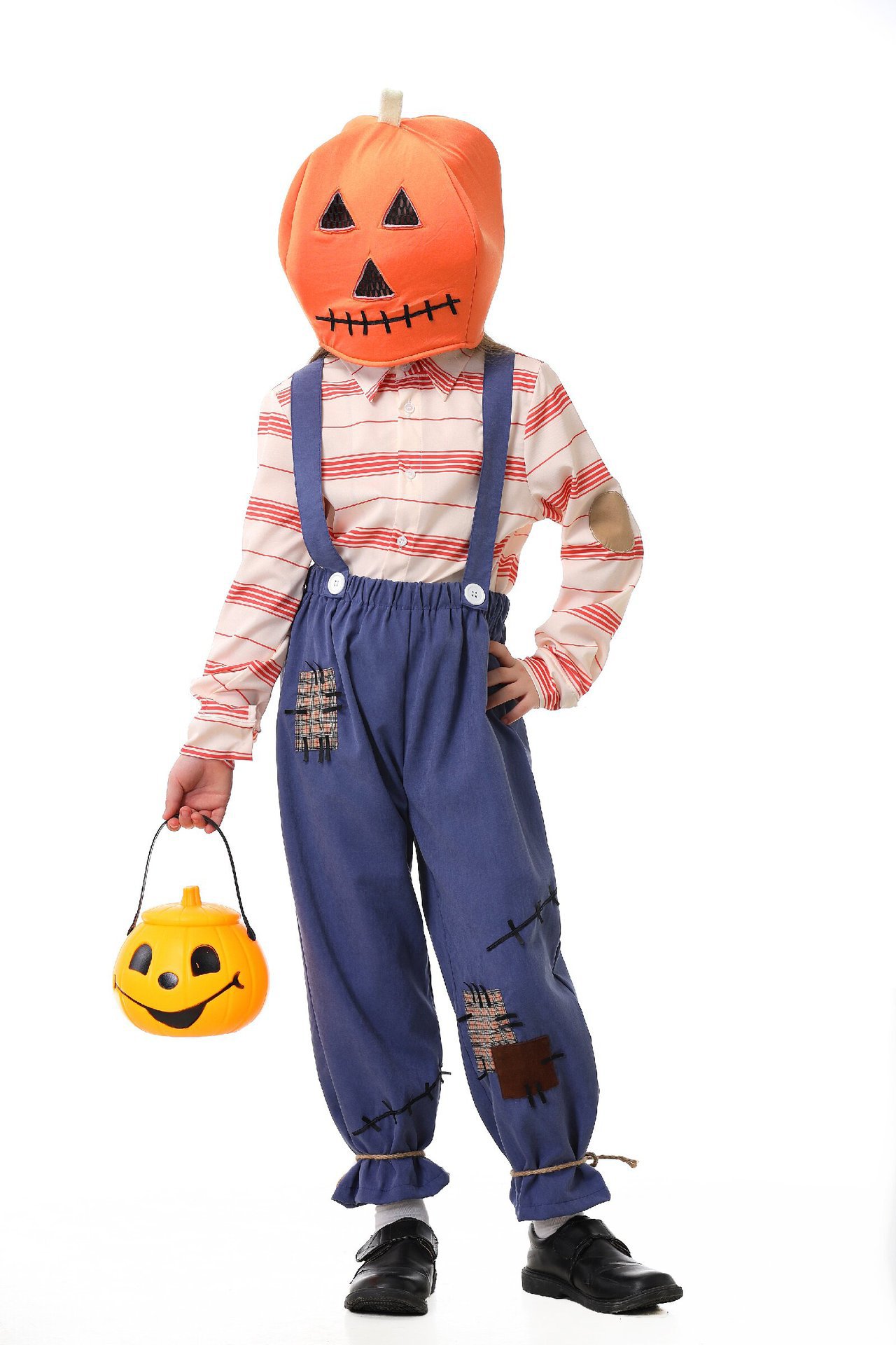 Pumpkin Zombie Scarecrow Overalls Costume for Kids and Adults detail image 23