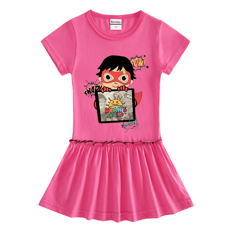 Children's short sleeved dress with fungus edge