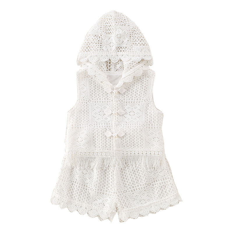 Cute Girl's Lightweight Lace Hollow-Out Two-Piece Set
