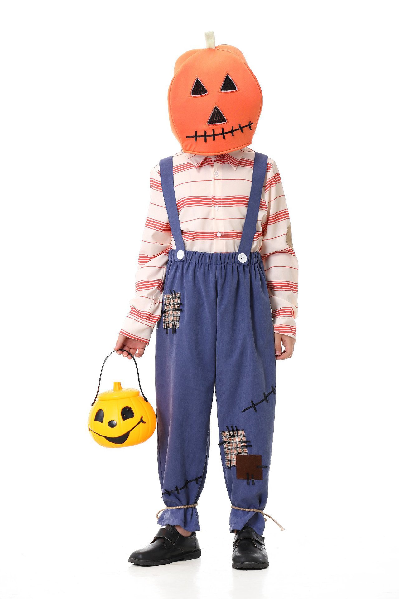 Pumpkin Zombie Scarecrow Overalls Costume for Kids and Adults detail image 15