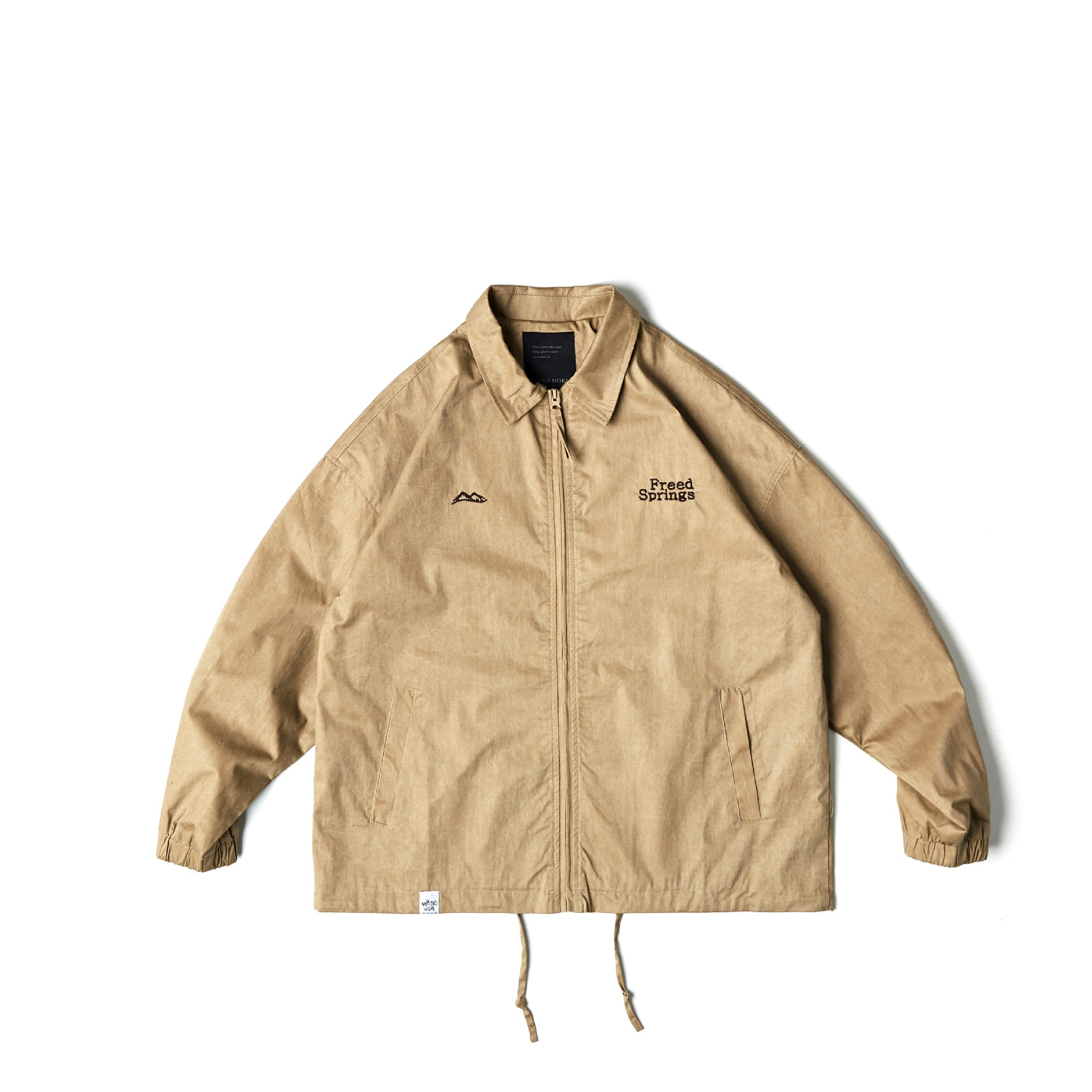 Vintage Distressed Long Sleeve Turn-down Collar Loose Fit Coach Jacket