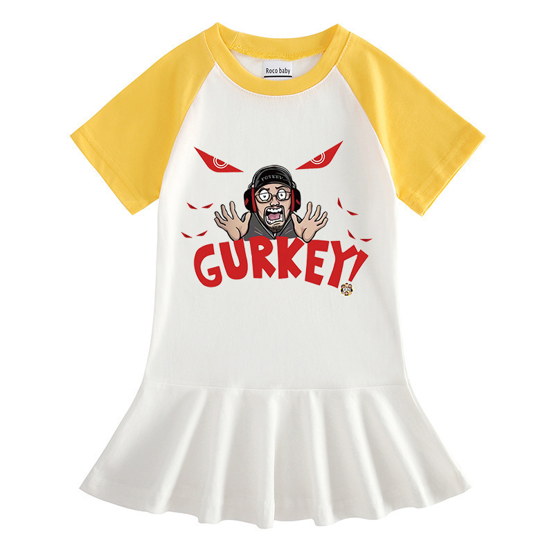 Children's cartoon half sleeved girls' dress