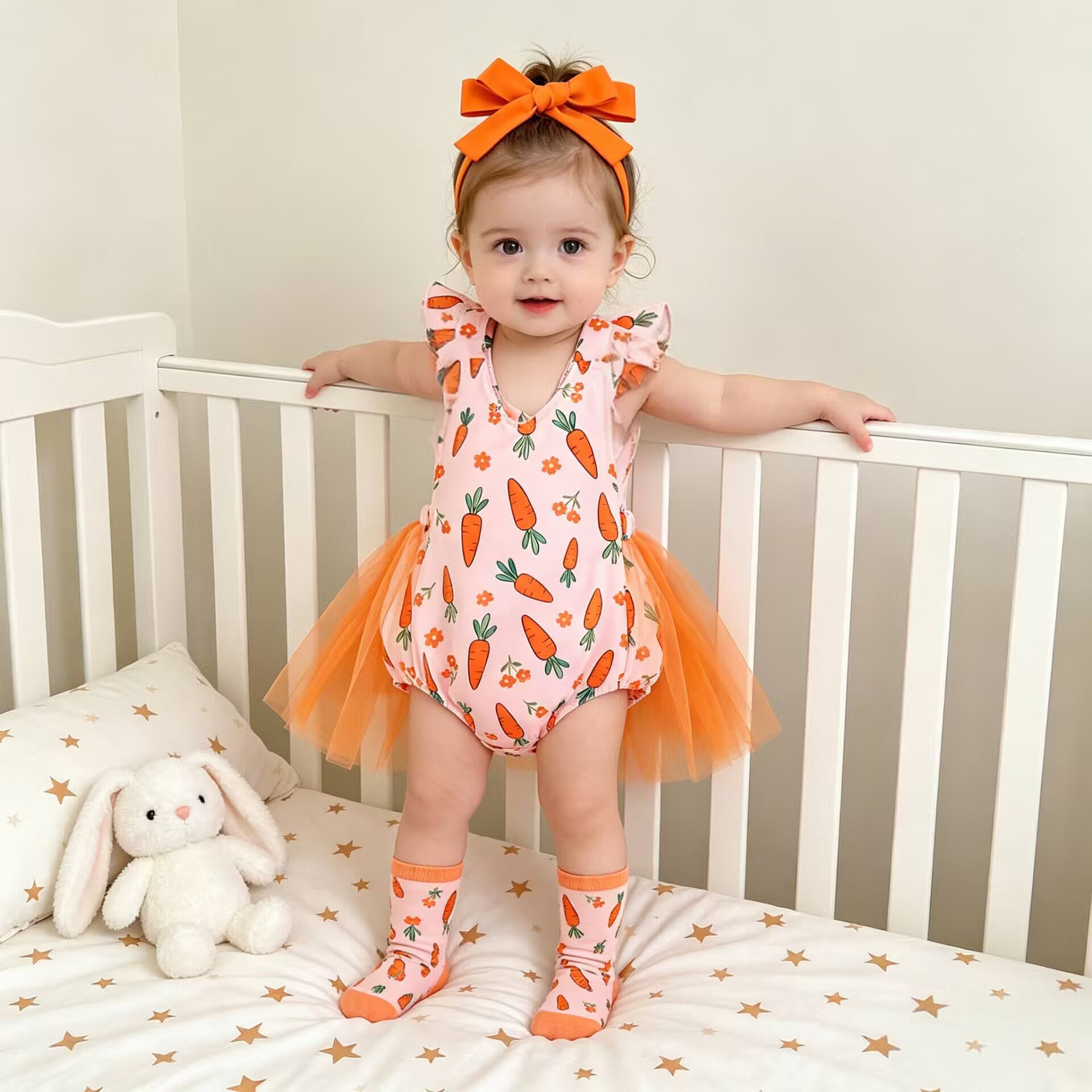 Girl's Summer Lightweight Flutter Sleeve Mesh Onesie Supply for Infants and Toddlers, Outdoor