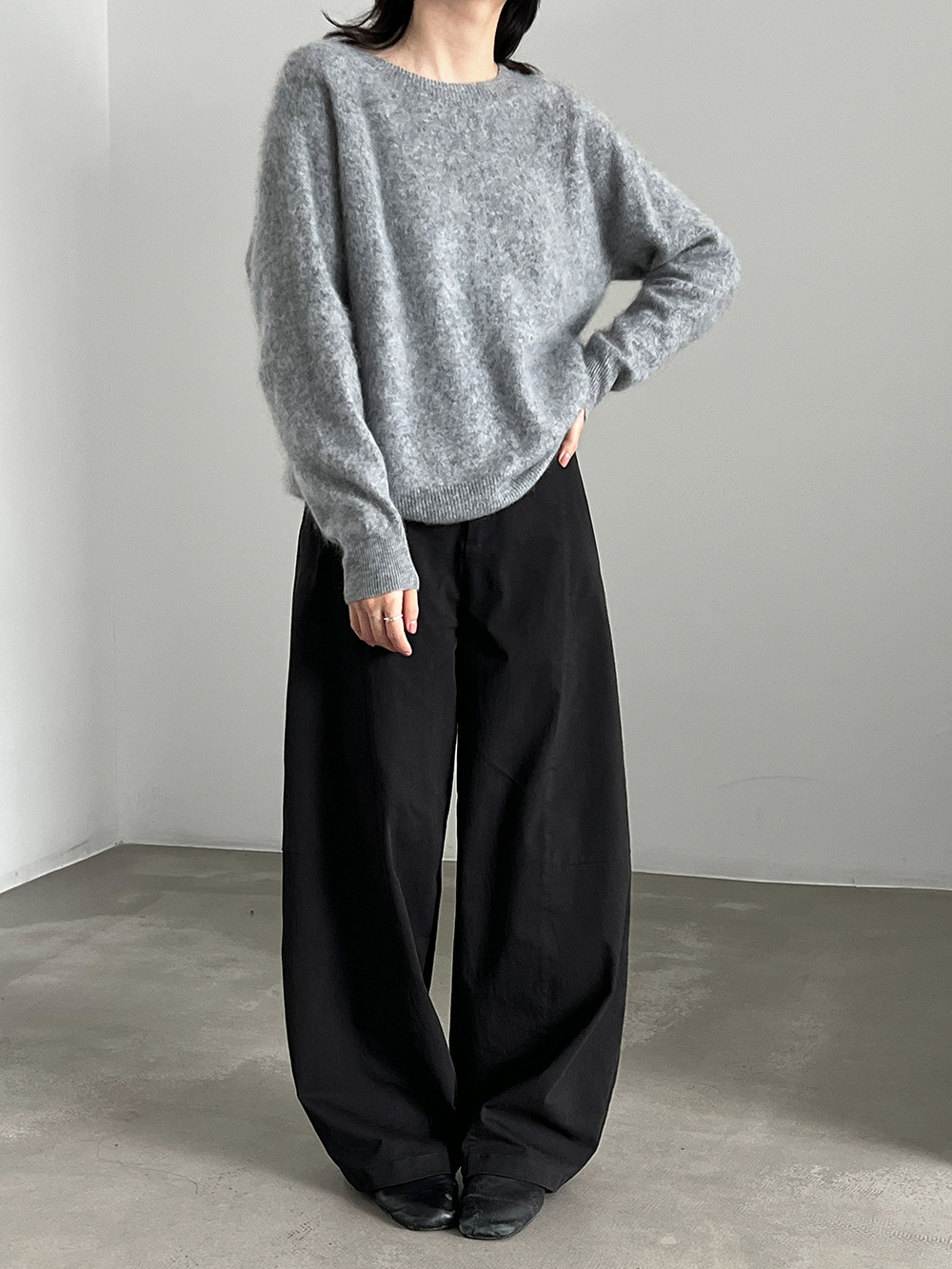 Curved-Seam Wide-Leg Trousers