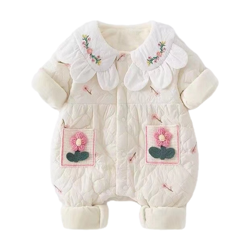 Bodysuit Newborn Thin Cotton Baby Girl Princess Stylish 1st Birthday Warm Outerwear Set