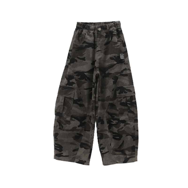 Boy's Camouflage Cargo Pants Kids Big Kids Junior High School Students Straight Loose Boys Casual