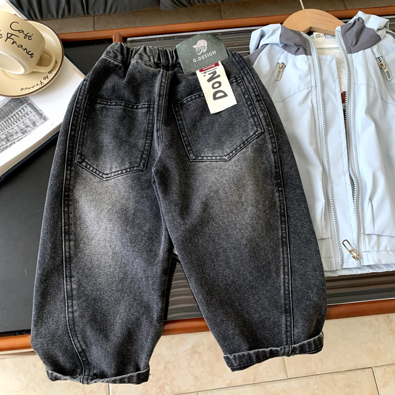 Straight tube versatile long pants for small and medium-sized boys