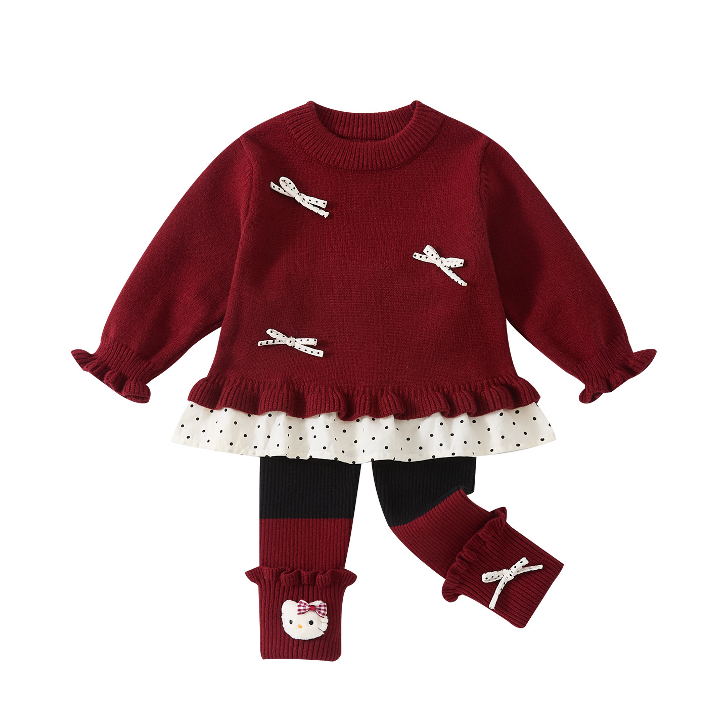 Color-Blocked 3D Cartoon Bottoms Set for Toddler Girls Two-Piece Outfit