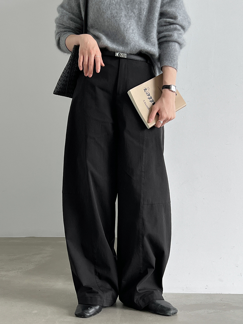 Curved-Seam Wide-Leg Trousers