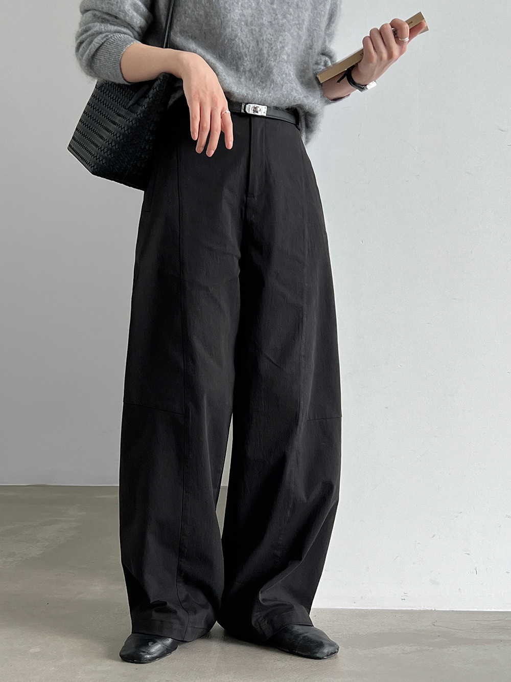 Curved-Seam Wide-Leg Trousers