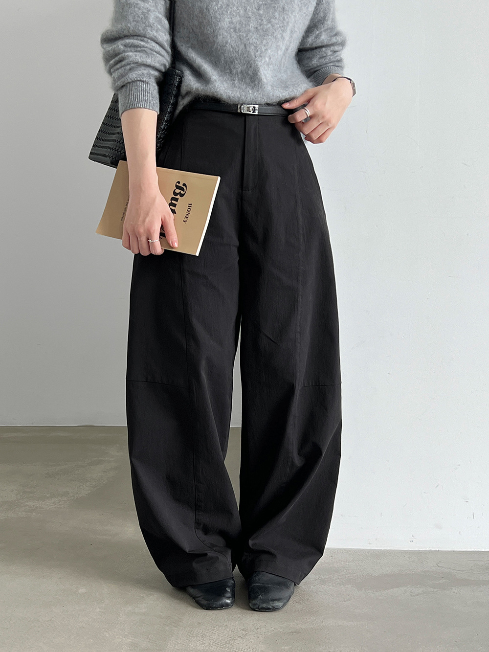 Curved-Seam Wide-Leg Trousers