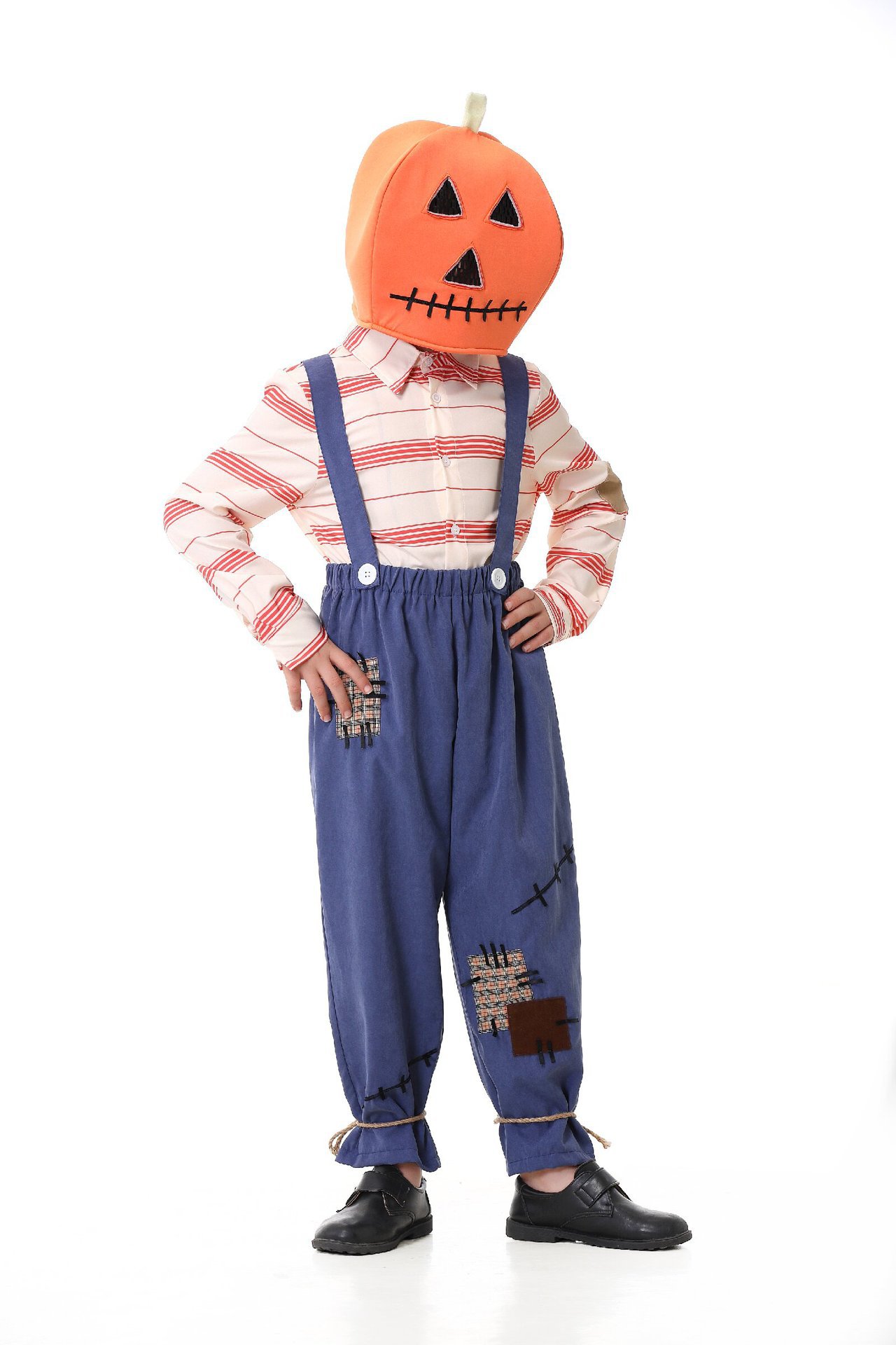 Pumpkin Zombie Scarecrow Overalls Costume for Kids and Adults detail image 16