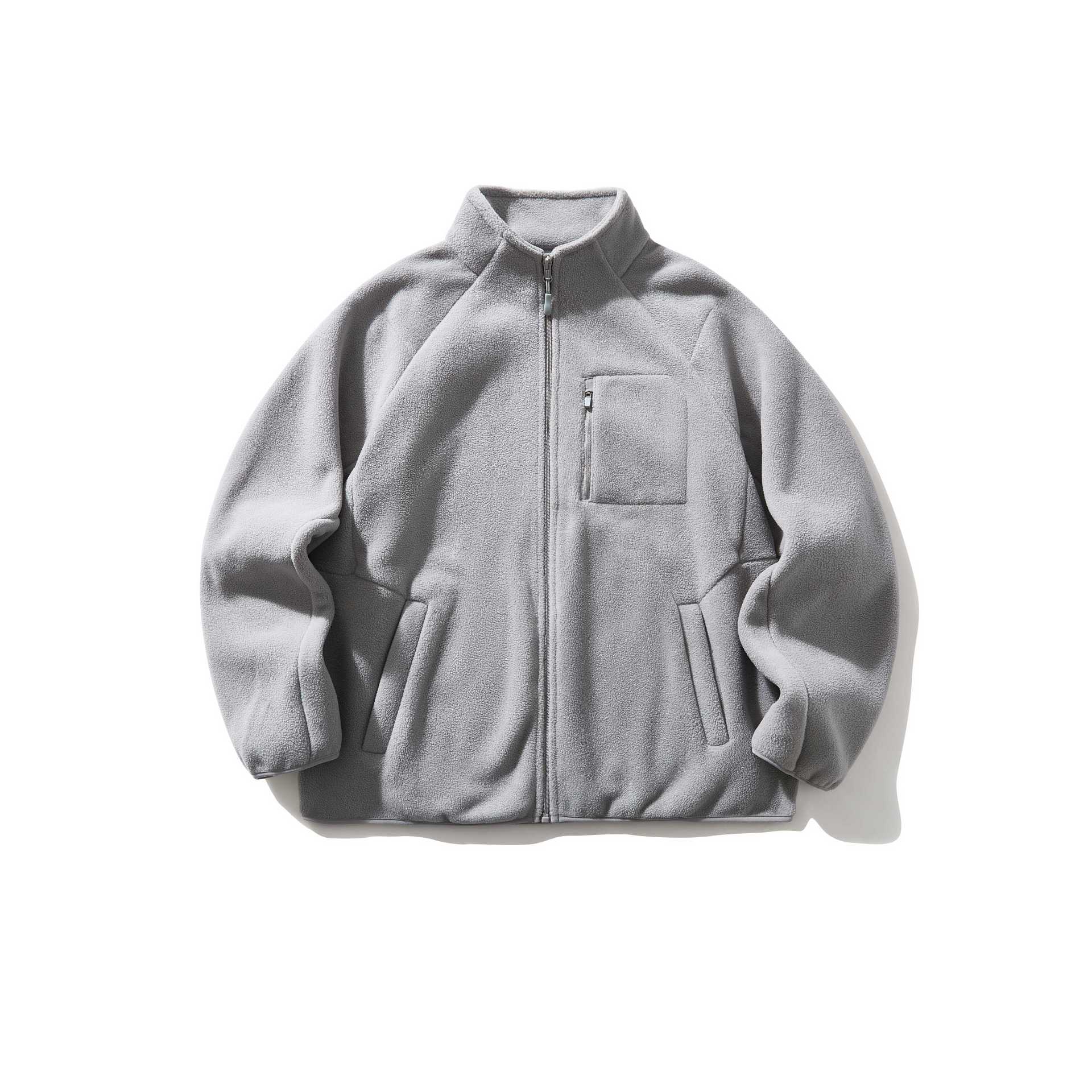 Fleece Zip-Up Cardigan Jacket for Men Outdoor Stand Collar Sports Casual Jacket
