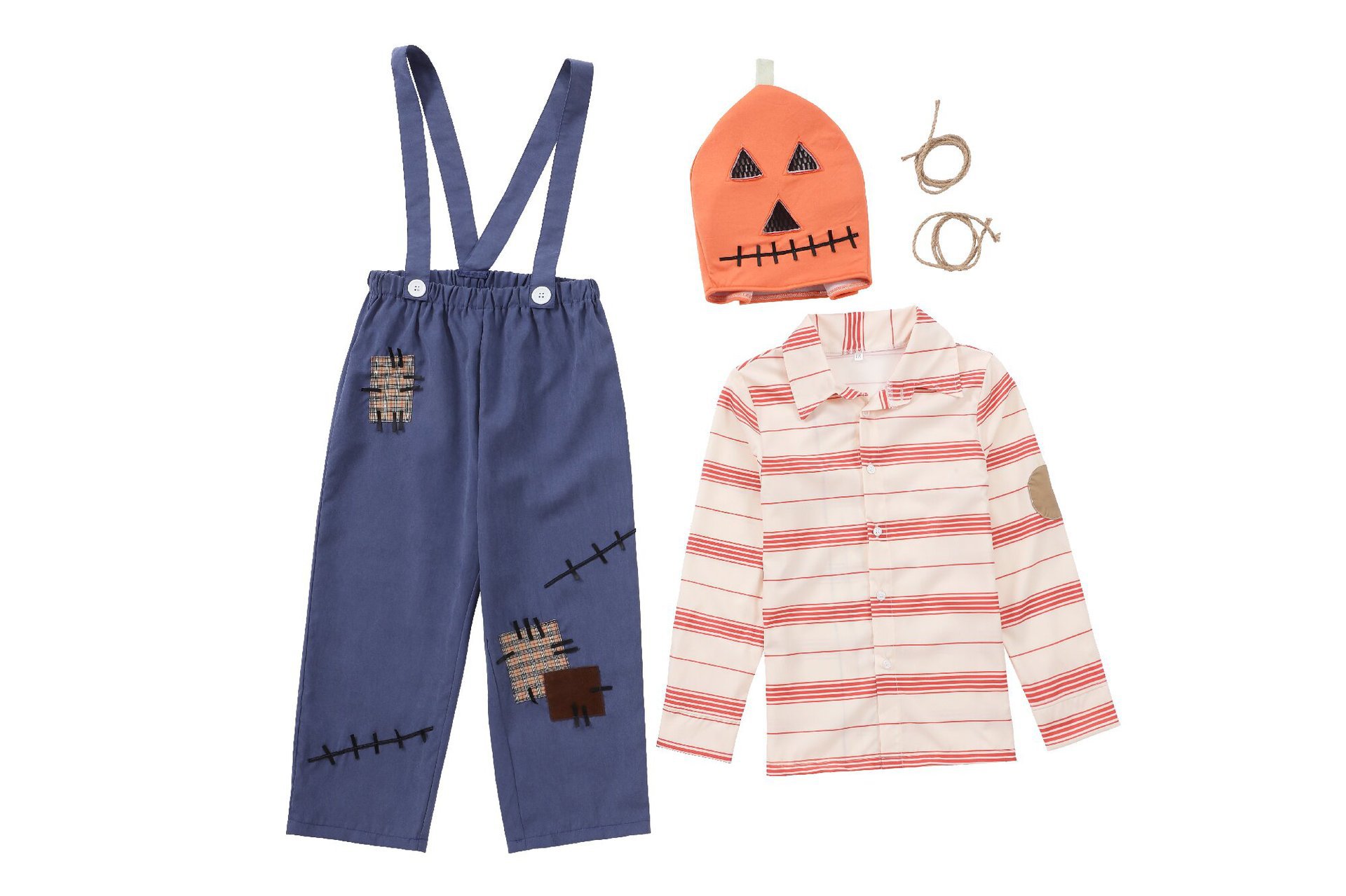 Pumpkin Zombie Scarecrow Overalls Costume for Kids and Adults detail image 14