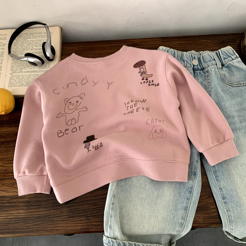 Children's long sleeved top baby girl's spring and autumn base hoodie