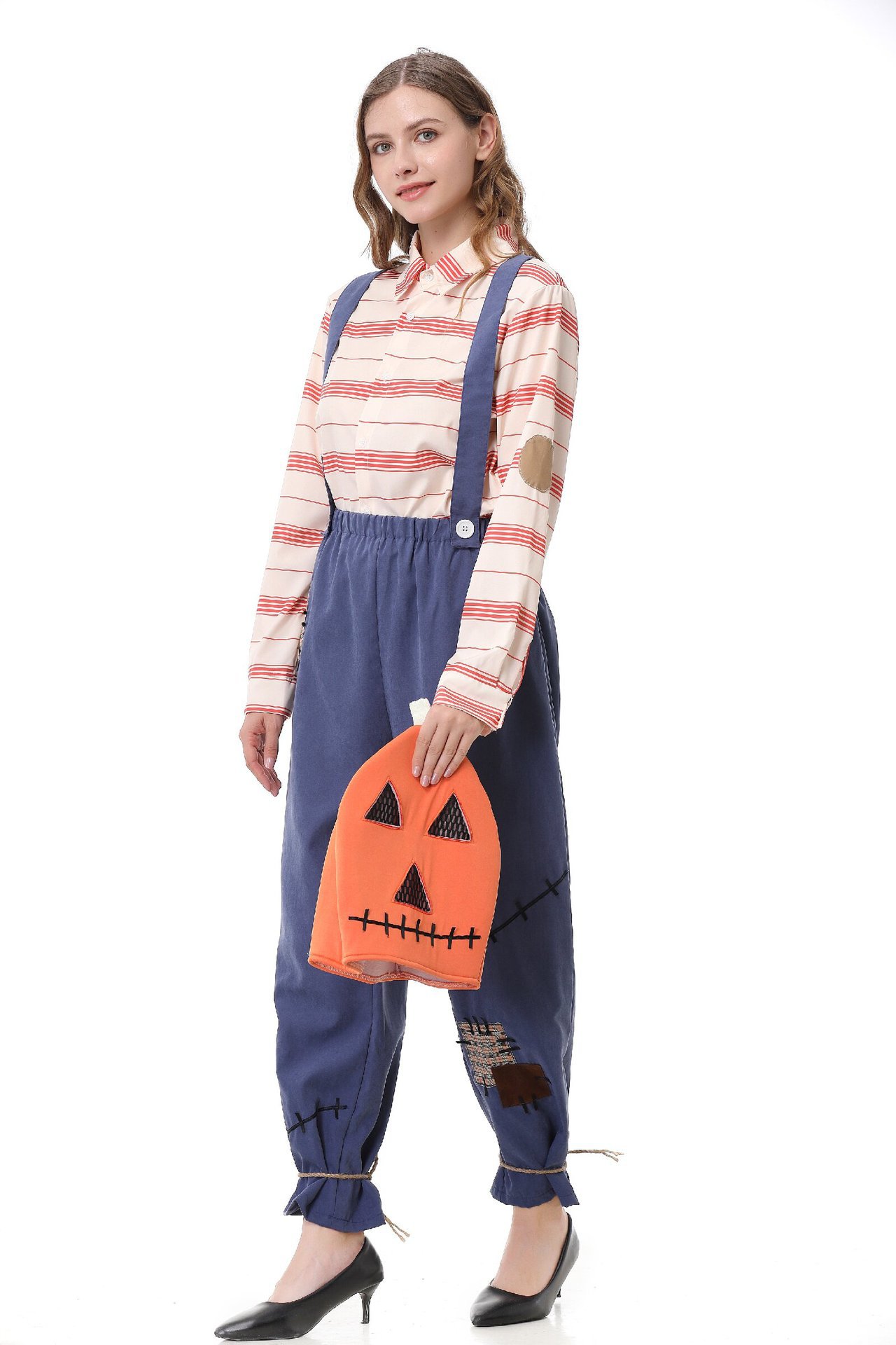 Pumpkin Zombie Scarecrow Overalls Costume for Kids and Adults detail image 13