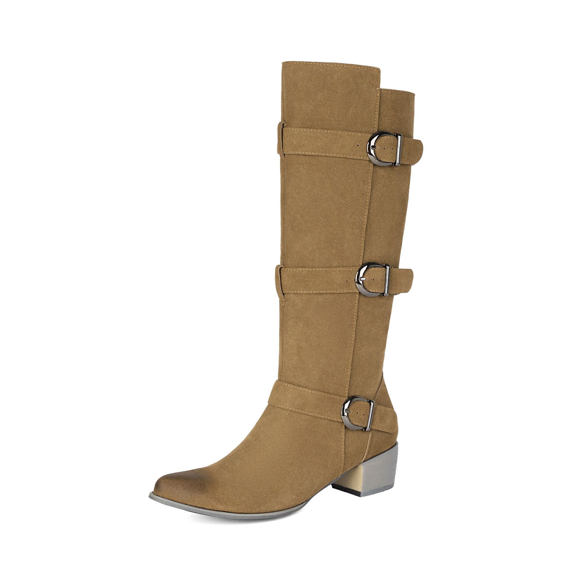 Women's over-the-knee boots in black, earth yellow, and gray colors