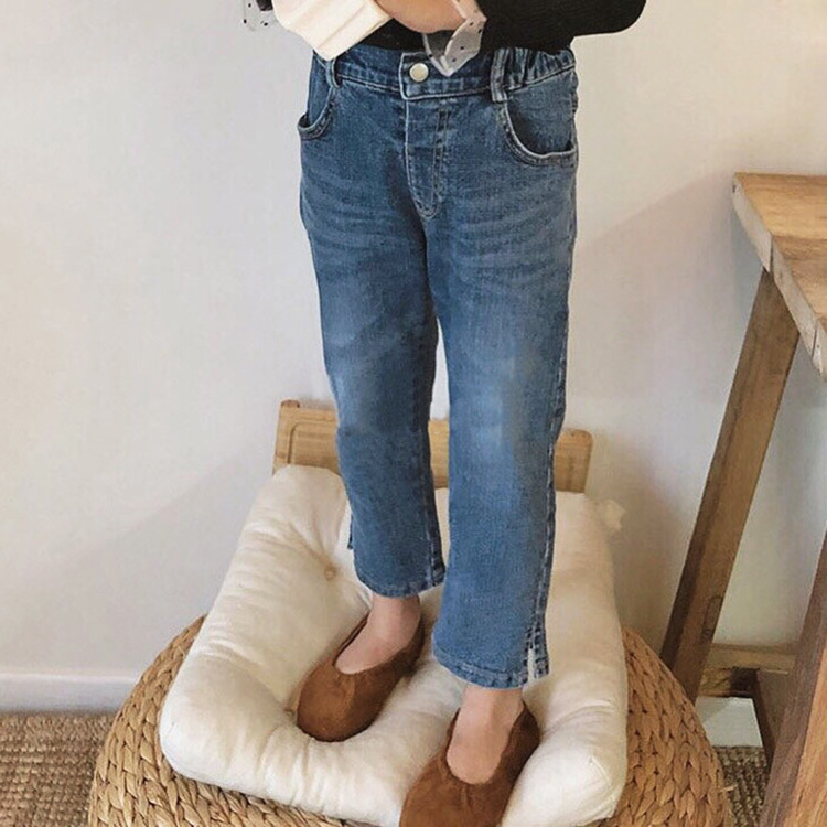 Spring and Autumn style children's clothing slim fit straight leg casual jeans