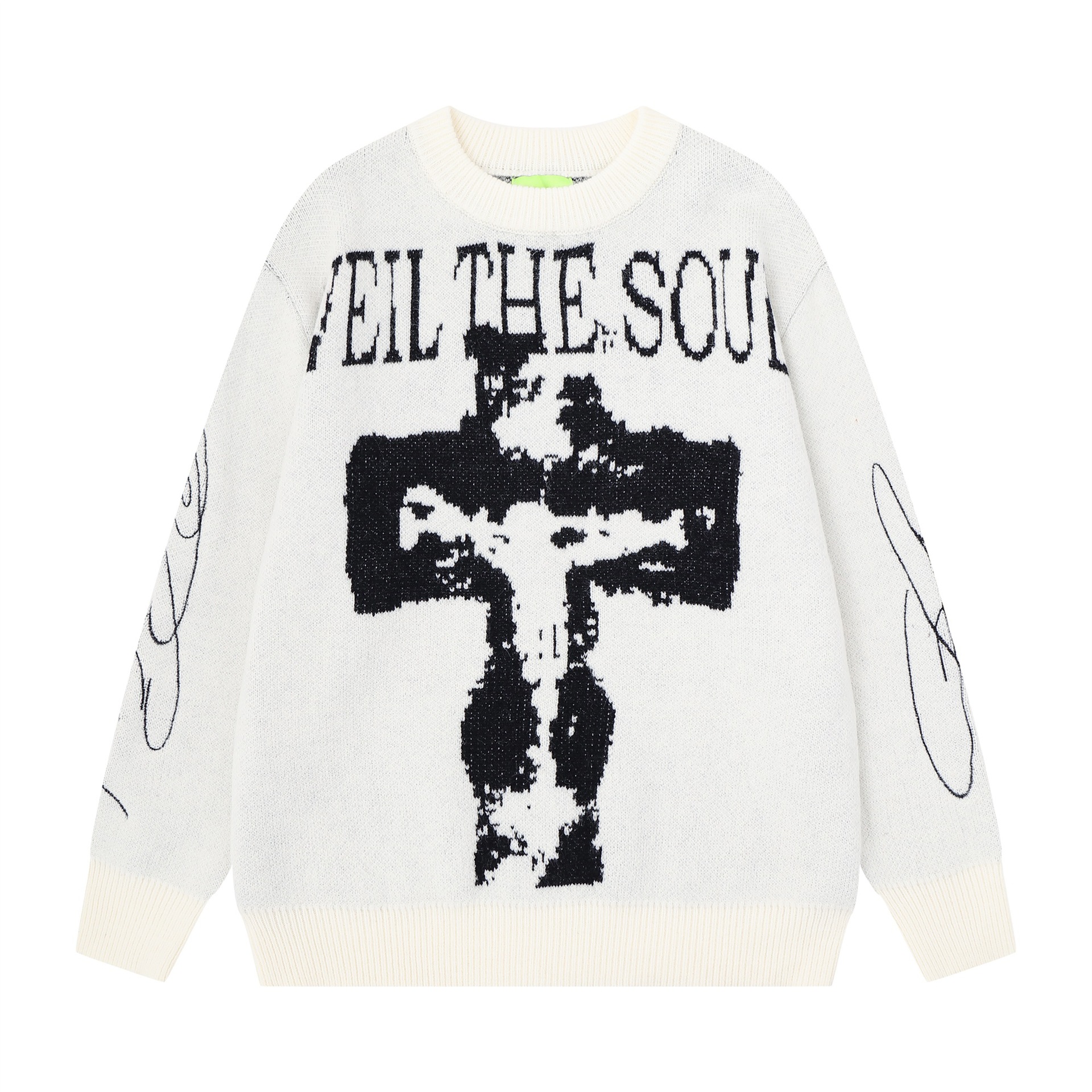 Slogan sleeve graffiti sweater