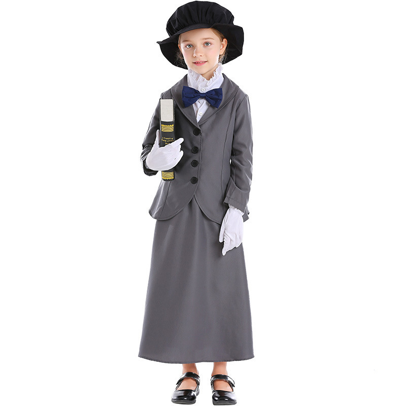 Halloween Costume Teacher Movie Character Vintage Maid Servant Mistress Cosplay Outfit Set