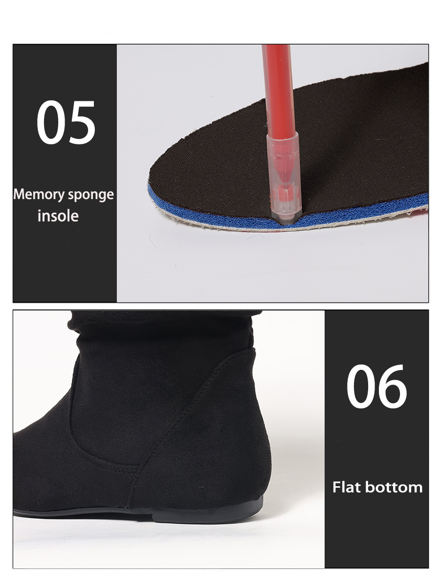 Women's suede mid-calf boots – flat heel walking shot