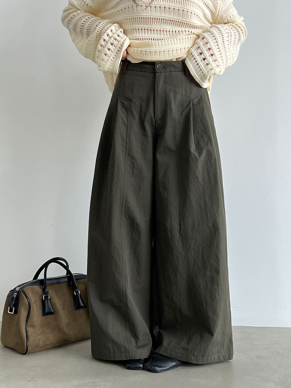 Pleat-Front Wide-Leg Trousers