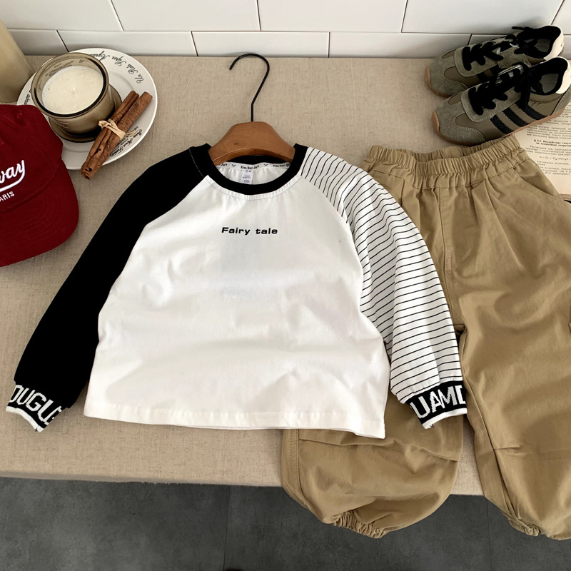 Baby striped shoulder long sleeved T-shirt base