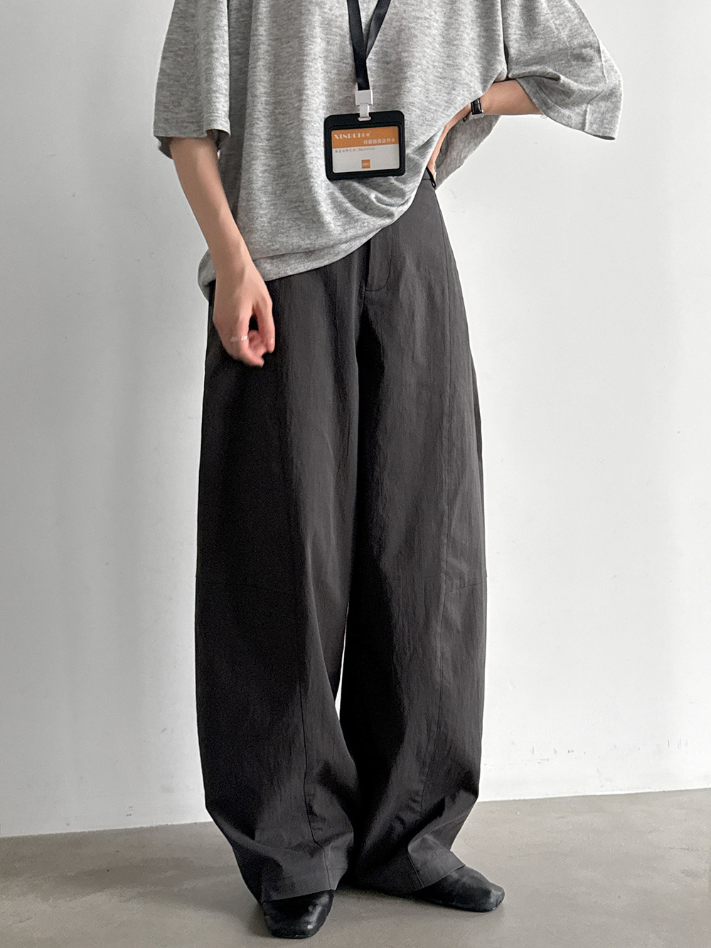 Curved-Seam Wide-Leg Trousers