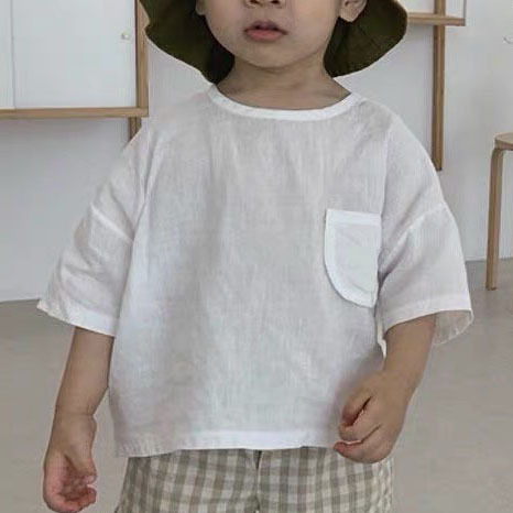 Casual solid color t-shirt loose short sleeved