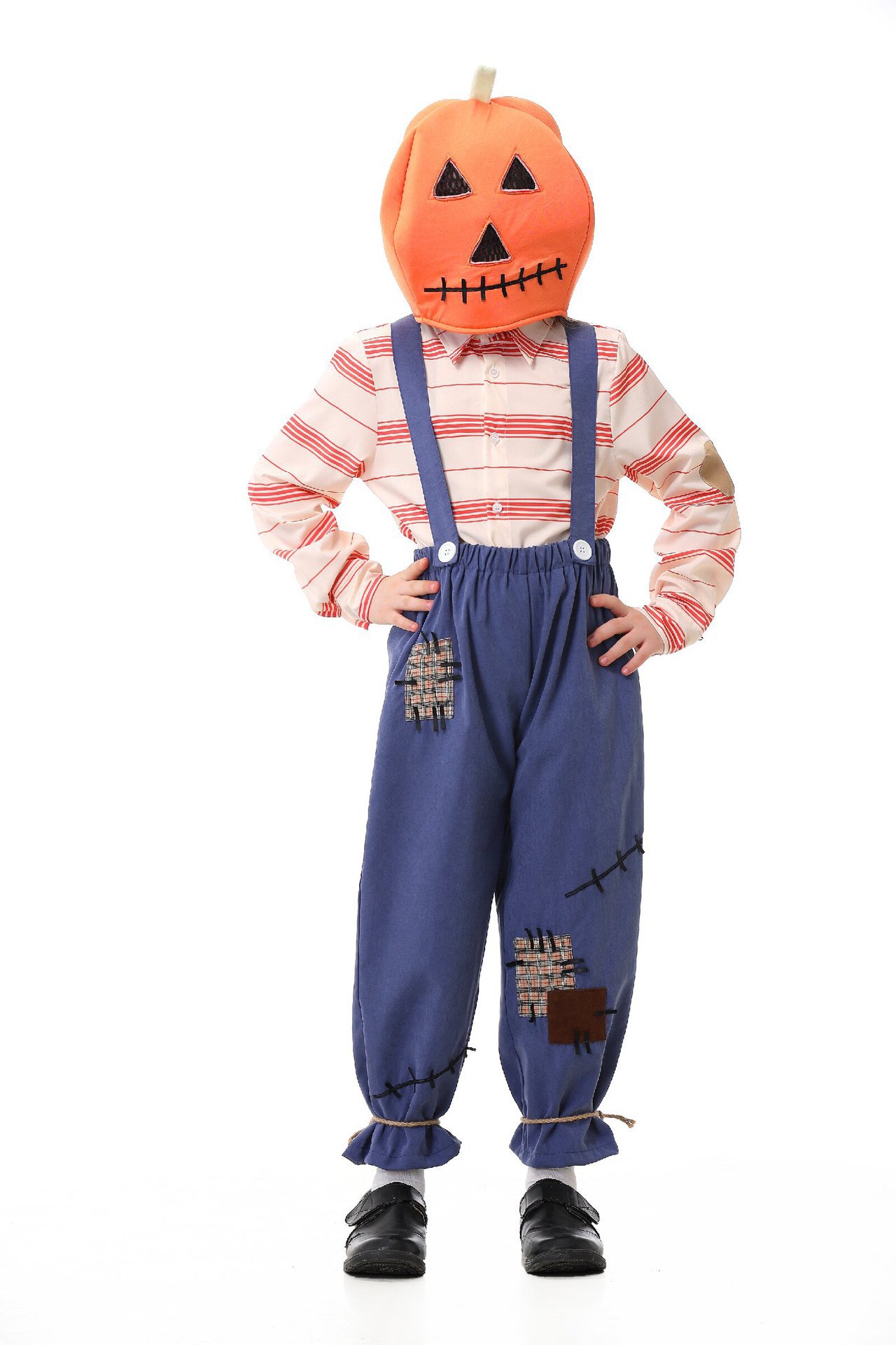 Pumpkin Zombie Scarecrow Overalls Costume for Kids and Adults detail image 22