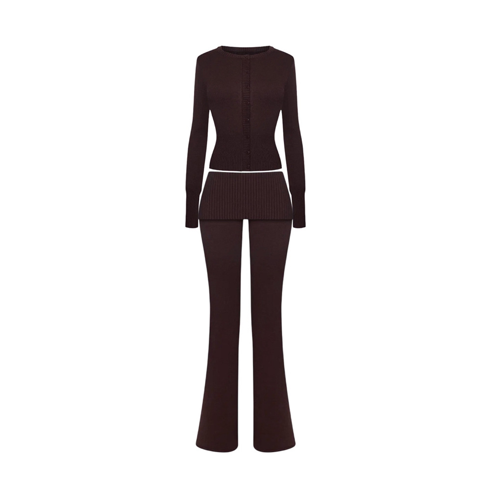 Two piece set of high waisted slightly flared pants