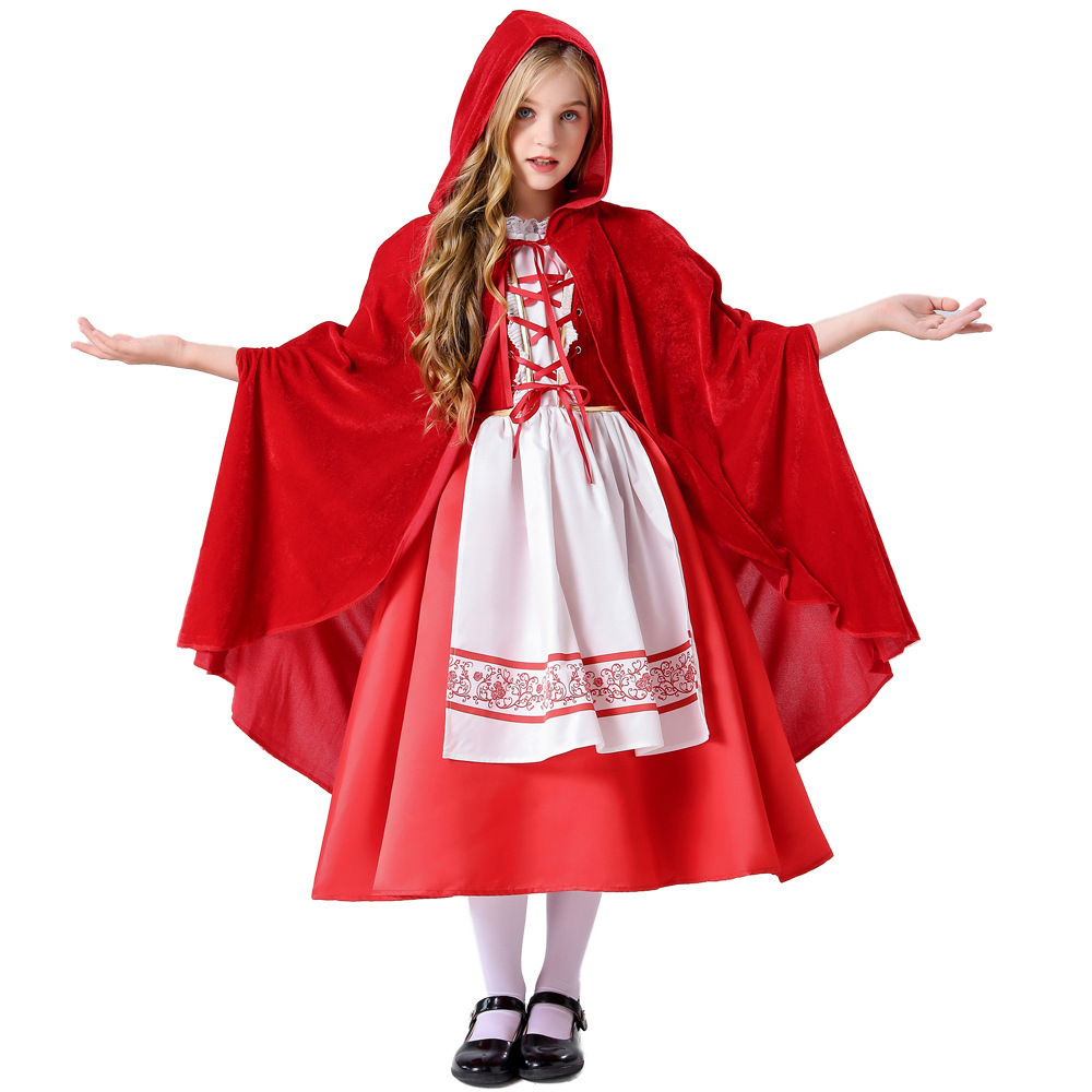 Halloween Costume Little Red Riding Hood Farm Cosplay Costume for Stage Play Based on Grimm's Fairy