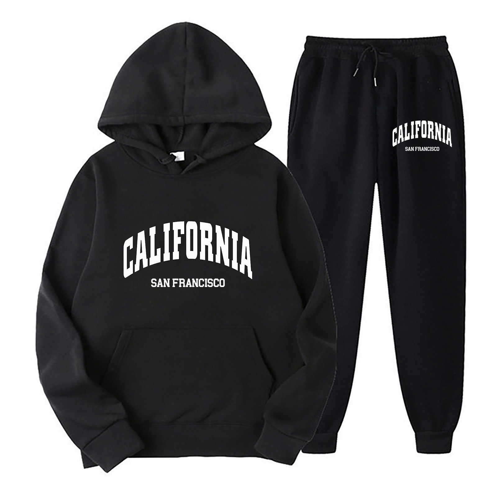 loose fleece hoodie set, men's and women's long sleeve hoodie and pants, hooded sweatshirt