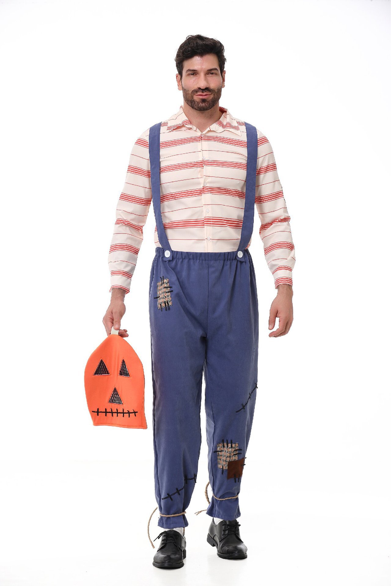 Pumpkin Zombie Scarecrow Overalls Costume for Kids and Adults detail image 5