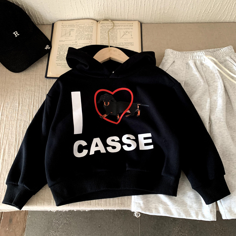 Boys' long sleeved hoodie loose and versatile top hooded