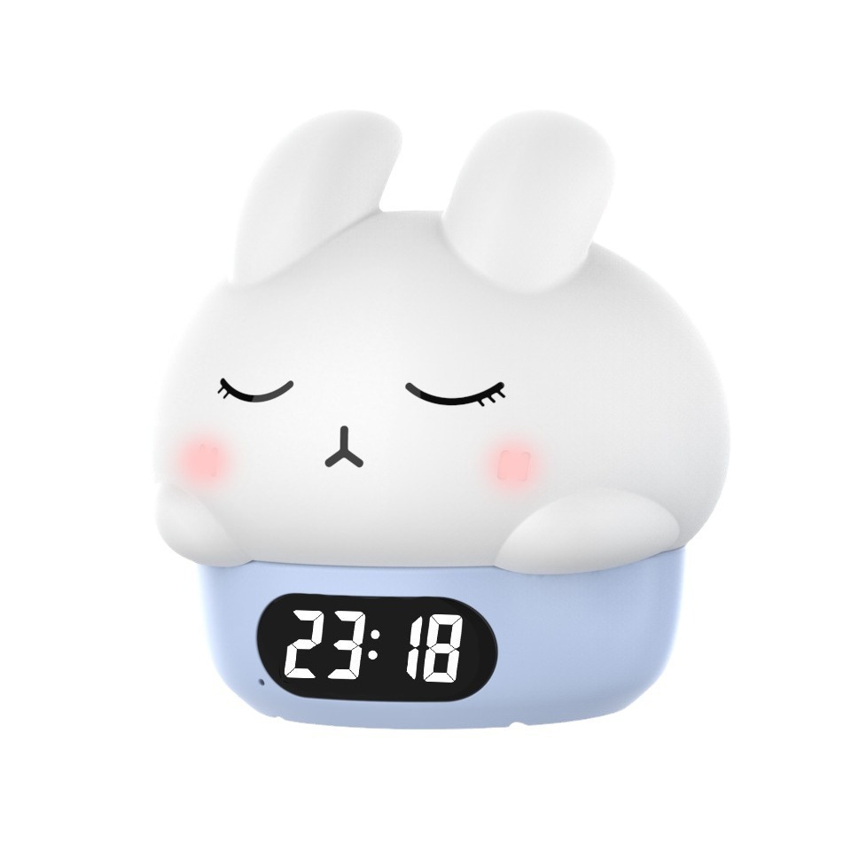 Cute Bunny Alarm Clock, Glow-in-the-Dark Ambient Clock, Silicone Desk for Bedroom Nightstand, Home