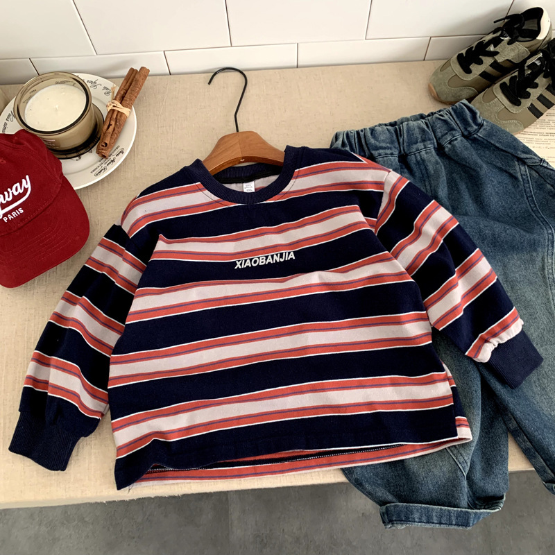 Children's long sleeved T-shirt boys' striped top