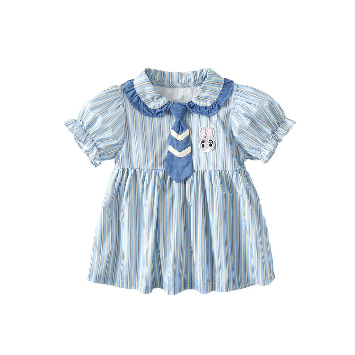 Infant Bow Tie Romper Rabbit Bodysuit Baby Girl Vertical Stripe Onesie