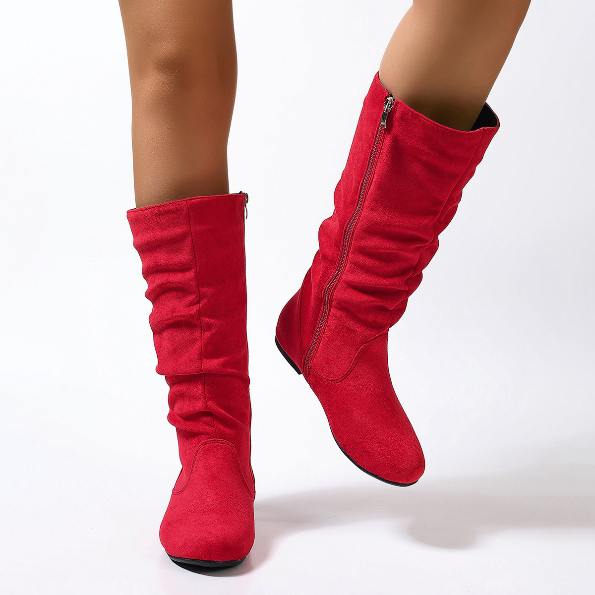 Women's mid-calf boots – lightweight flat sole detail