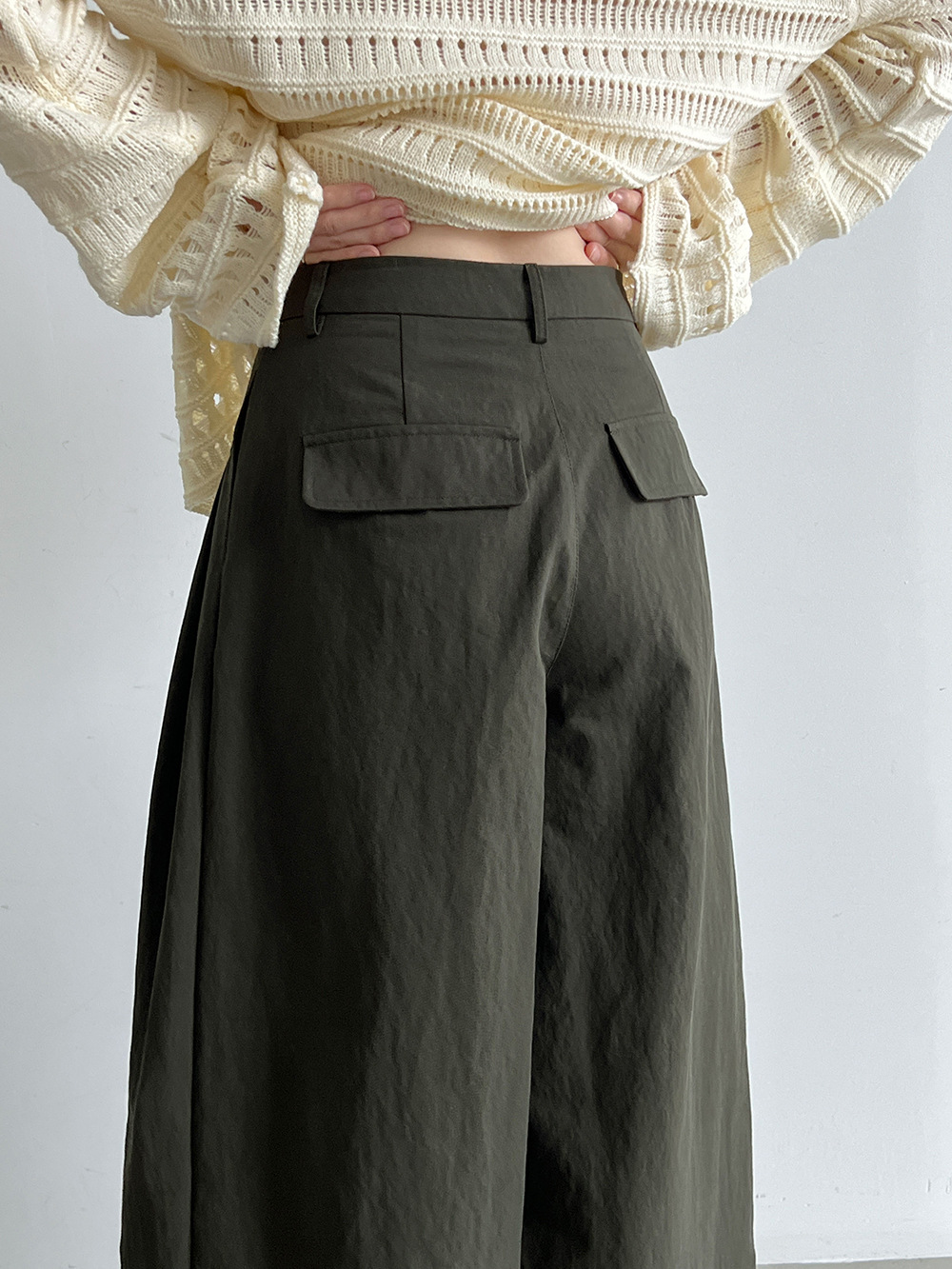 Pleat-Front Wide-Leg Trousers