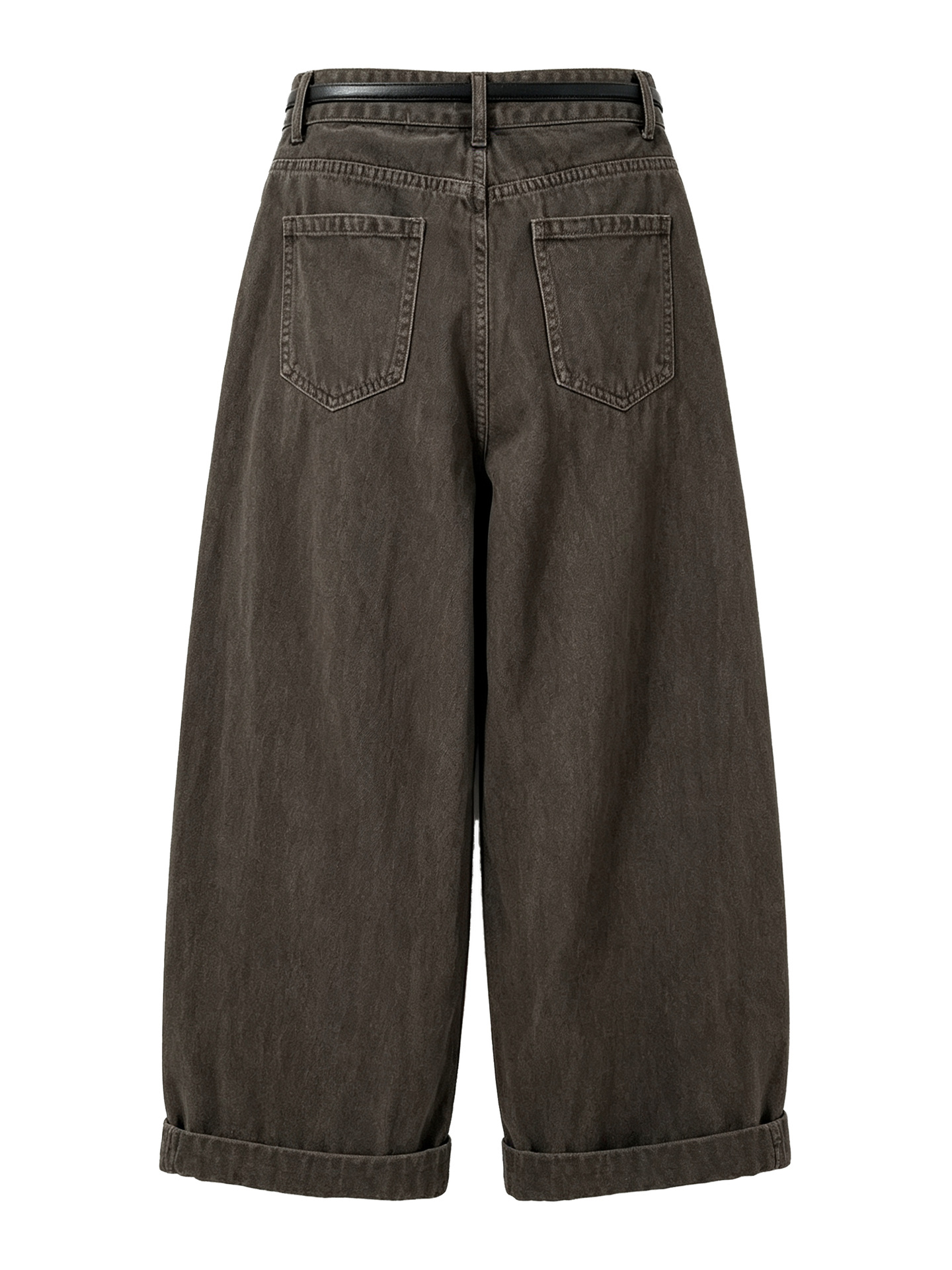 Cropped Belted Wide-Leg Jeans