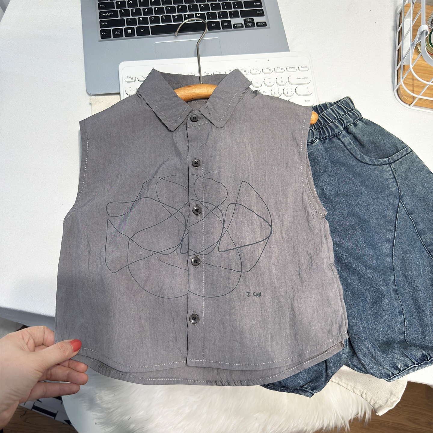 Casual Boys' Vest and Shirt Set Lightweight Two-Piece Outfit for Kids