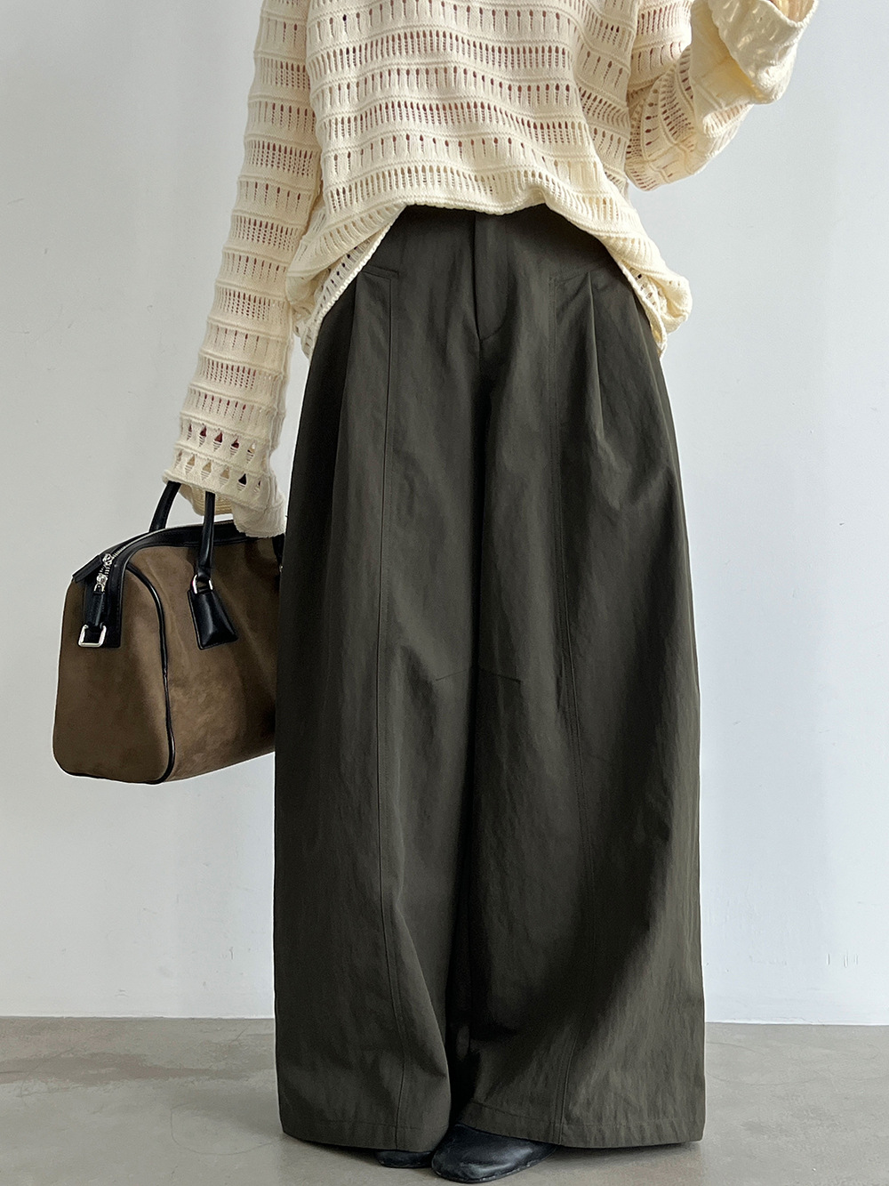 Pleat-Front Wide-Leg Trousers